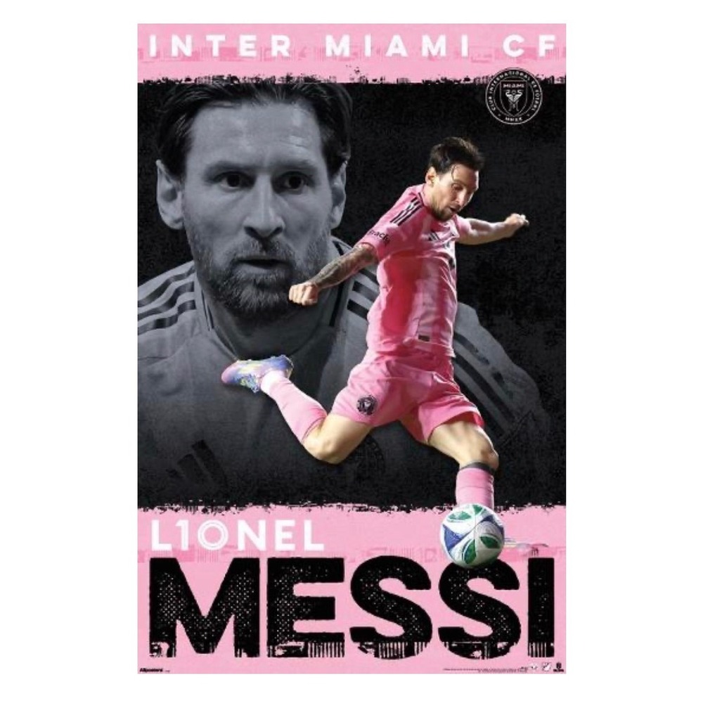 Lionel Messi Inter Miami CF MLS Poster Pink Kit Wall Art 22x34 RP26226